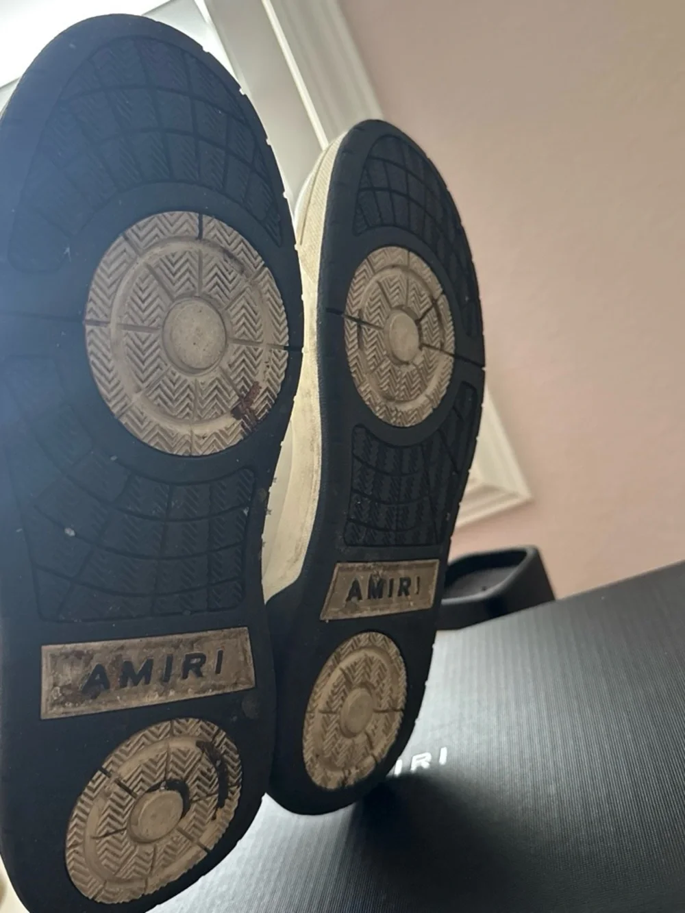 AMIRI White and Black Low-Top Logo Leather Sneakers